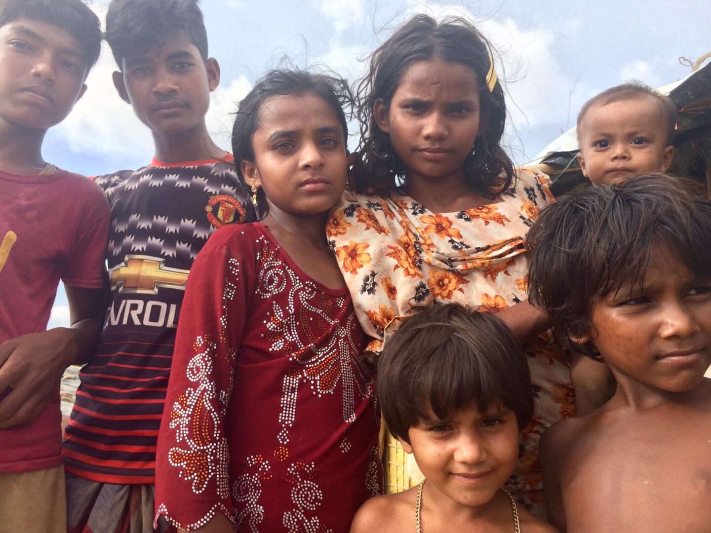 Rohingya children in a Bangladesh refugee camp.